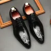 Carved Real Calf Leather Pointed Tip Oxfords Classic Dress Brand Soft Handmade Office Business Formal Shoes for Men