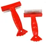 Hundkläder Dematting Comb for Dogs and Cats Tool Pet Detangler Diy Cat Grooming Rake Brush (Red)