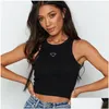 Womens T-Shirt Prrra Summer White Women Tops Tees Crop Top Embroidery Y Off Shoder Black Tank Casual Sleeveless Backless Shirts Luxury Otrsp