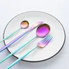 Dinnerware Sets 24-Piece Purple Cutlery Set 304 Stainless Steel Knife Fork Spoon Teaspoon Tableware Silverware Wholesale