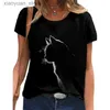 T-shirt Femme Mode Femme Blouses 2022 T-shirt Femmes 3D Chats Imprimer Noir Kawaii T-shirt Femme Vêtements Surdimensionné Haut D'été Livraison Gratuite 240130