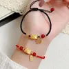 Strand Chinese Style Dragon Year Bracelet Retro Pearls Pendant Fortune Zodiac Imitation Agate Lucky Red Rope Girls
