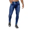Jeans pour hommes Bleu Skinny Hommes Pantalons Mode Taille moyenne Slim Fit Strech Homme Causal Denim Crayon Pantalon Noir Pantalones Hombre