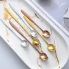 Coffee Scoops 1/3 / 5pcs Rose Spoon mignon poignée longue Petite Pétales rouges net Golden Ragasin