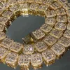 Collier chaîne de tennis baguette pour hommes, chaîne cubaine, ras du cou en diamant scintillant, collier glacé 2022187j