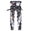 Skinny Jeans Floral Pant Slim Fit Stretch Denim Casual Jeans for Men