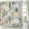 Duschvorhänge, tropisches Grün, Badezimmer-Vorhang, Sommer-Dschungel-Stoff, wasserdichter Haken zum Aufhängen, für den Heimgebrauch, 224 K