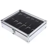 Professional 12 Grid Slots Jewelry Watches Display Storage Square Box Case Aluminium Suede Inside Container Jewelry Organizer210Z