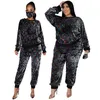 Inverno Plus Size S-5XL Abbigliamento per donna Set due pezzi Paillettes Compleanno Outfit Jogging Tuta Goccia all'ingrosso 240124