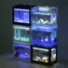 Tanks Lighted Bucket Fish Tank Superimposed Building Block Fish Tank Small Micro Landscape Seaweed Ball Box Turtle Ant Pet Fish Box