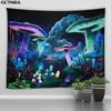 Tapestries Fairy Tale Forest Tapestry Magic Mushroom And Tree Kids Girl Bedroom Living Room Party Background Wall Hanging Hippie