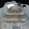 Cross Leather Mark Beanie Gradient Woolen Hatts Warm and Cold Sticked Hat Fashion Hat Autumn and Winter