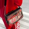 Kvällspåsar ita väska 2024 ny söt båge lolita axelväska flickor populära skärm crossbody väskor kvinnor transparent bolso mujer