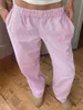 Y2K damespyjama losse gestreepte bedrukte elastische taille Broek met zakken lichtgewicht casual broek pyjama 240130