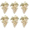 Napkin Rings Grapes Set Of 6 With Glittering Imitation Diamond And Pearls Inlay Alloy Ring Holder294P