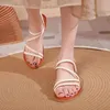 Été 2024 Sandals Femme Light Weave Women Chaussures Fashion Sandalias Buckle Casual Flat Must Walking Mujer 658 170 47788