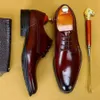 Czarne wino czerwone sukienka męska oryginalna skórzana koronkowa końcowa końcówka Broge Oxford Office Business Wedding Formal Derby Shoes Mężczyźni