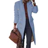 Autumn and winter long woolen women's coat with multi button woolen jacket