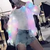 Vestes féminines Glow Veste LED Light Émetteur Capuche avec des poches à manches longues colorées Costume pour les concerts de club Parties de danse