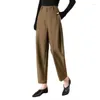 Women's Pants Woolen Casual Winter Warm Fashion Harem Pant Office Ladies Loose Autumn High Waisted Straight Tube Suit