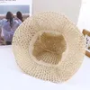 Berets Minderheid Solid Color Outdoor Visor Caps Matching Bow Bucket Hats Shading Hat Seaside Straw Women Sun Koreaanse stijl Cap