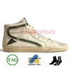 2024 Handgjorda Mid Ball Star Slide Italy Märke läder kalvskinn blixt övre silver guld vintage designer glitter skor sneakers kvinnor herr plattform tränare tränare