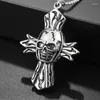 Pendentif Colliers Trendy Design Rétro Hip-Hop Ghost Head Cross Skull Collier personnalisé Pull Clavicule Chaîne