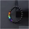 Kralen Nieuwe Zwarte Lava Natuursteen Armbanden 7 Reiki Chakra Healing Nce Kralen Armband Voor Mannen Vrouwen Stretch Yoga Sieraden drop Delive