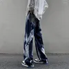Jeans da uomo Pantaloni in denim dritti High Street tie-dye Pantaloni larghi alla moda Jean Abbigliamento BF a gamba larga da uomo
