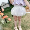 Shorts sommarflickor blomma knopp byxor hög midja tunt baby pumpa barn barn outfit blommor ytterkläder modekläder