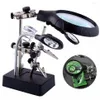 Watch Repair Kits 2 5X7 5X10X Professional LED Soldering Iron Stand Helping Hands Magnifier Glass Clamp Holder For Biological Obse2077