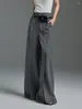 Damenhosen Boonboho Grauer Anzug mit hoher Taille, weites Bein, geteilt, Frühling, Sommer, lockere Passform, Hose für Büro, Damenhose