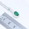 Collana in argento 925 Kit di gioielli Anello regolabile Orecchino Bracciale a catena con ciondolo Uovo verde Set di gioielli da sposa con zirconi cubici