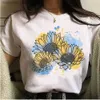 T-shirt das mulheres Ukraini Ucrânia Bandeira Camisetas Mulheres Gráfico Camisetas Japonês Verão Top Tees Menina Japonesa Comic Engraçado Camisetas Roupas 240130