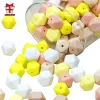 Legering Bobo.Box 100st Silicone Pärlor Teming Hexagon 14mm Baby Chew Silicone Teether Bead Halsband Diy Jewelry Parts Food Grade Pearl