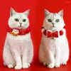 Abbigliamento per cani Pet Anno Collare Gatto Peluche festivo Simpatico cartone animato Felicità Palla di pelo Fiocco Animali Accessori regolabili