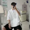 Men's Casual Shirts Summer Short Sleeved Shirt Men Oversized Black White Streetwear Korean Loose Pullover Mens Ice Silk M-2XL