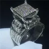 Majestic Sensation Ring 925 Sterling Silver Pave Setting Diamond CZ Engagement Wedding Band Rings for Women Men Jewelry233B