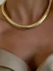 Ожерелья GHIDBK, не тускнеющие, однотонные, из 18-каратного золота с PVD-покрытием, широкое колье-чокер Omega для женщин, массивное звено-цепочка из нержавеющей стали, воротник