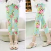 Trousers 3-10years Girls Cropped Floral Print Flower Kids Calf Length Skinny Pants Stretch Leggings Children All-matches Bottoms