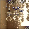 Decorazioni da giardino Blu Evil Eye Crystal Sun Catcher Ciondolo Prism Ball Ornamenti per finestra Home Drop Delivery Dhldb