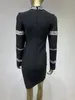 casual dresses luxury party women long sleeve crystal bandage black bodycon dress evening gowns autumn spring 5023