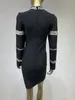 Casual Kleider Luxus Party Frauen Langarm Kristall Verband Schwarz Bodycon Kleid Abendkleider Herbst Frühling 5023