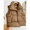 Cotton Vest Women Autumn and Winter Korean Waistcoat Quilted Lightweight Padded Stand Collar Sleeveless Down Jacket Vest 240126