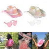 Berets LED Cowboy Hat Sunglasses Costume Set Western Wide Brim Eyewear Adulto Bachelorette Party Props Acessórios 2pcs