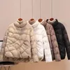 Kvinnors dike rockar Autumn Winter Women Short Down Cotton Coat Fashion Solid Color Stand Collar Jacka Parkas Kvinnliga vadderade kläder