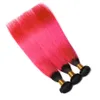 Ombre 1B/Roze Braziliaanse Straight Menselijk Remy Virgin Haar Weeft 100g/bundel Dubbele Inslag 3 Bundels/lot