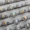 Anneaux de cluster 3 anneaux / ensemble AKAC environ 6 8 mm opale de feu naturel anneau réglable en cuivre blanc en gros envoyer au hasard