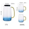 Flacons de hanche 1.55L pichet d'eau pichet en verre bouilloire à usage domestique théière avec poignée pour faire bouillir des boissons froides