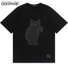 Men's T-Shirts 2023 Harajuku Tshirt Hip Hop Cute Black Cat Graphic Print Streetwear T Shirts Men Women Summer Fashion Short Sleeve Cotton Top Q240130